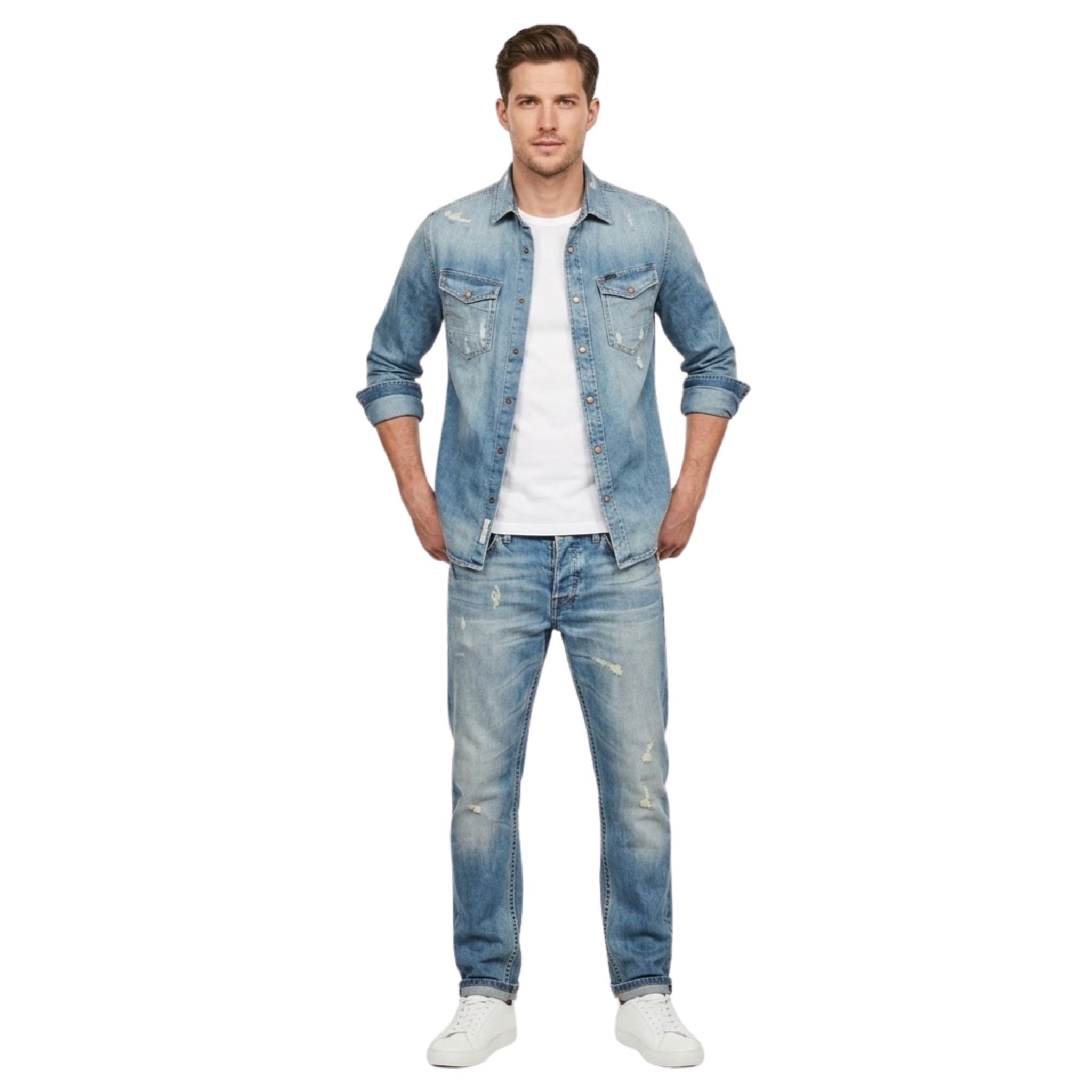 Herrebukser Jeans Casual Bomuldsdenim Komfortabel Pasform