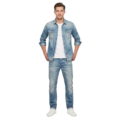 Herrebukser Jeans Casual Bomuldsdenim Komfortabel Pasform