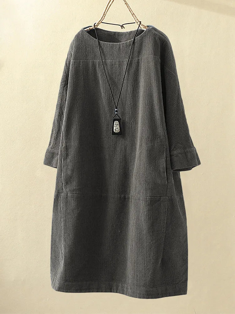 Variant image for Kvinders Langærmet Kjole Casual Cord-7