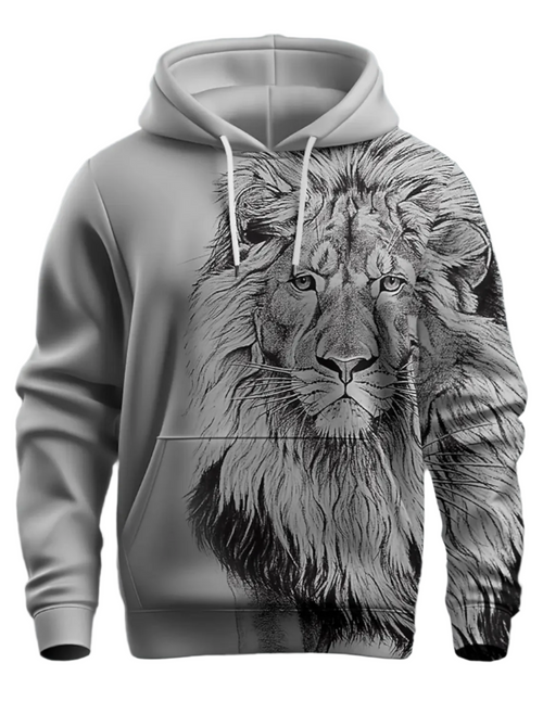 Hoodies Mænd Løve Design Casual 100% Bomuld-1