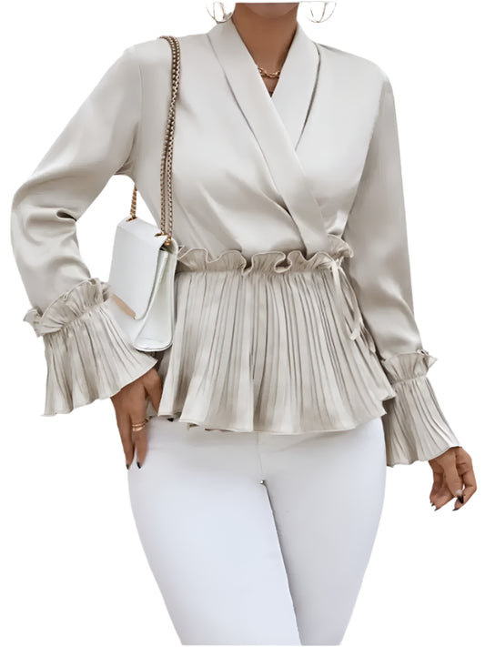Skjortebluse Dame Elegant Satin Let Pasform-1