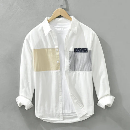 Variant image for Herre Skjorte Patchwork Afslappet 100% Bomuld-7