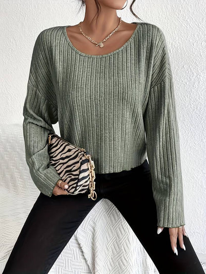 Kvinders T-Shirt Ribbede Rund Hals 100% Bomuld-2