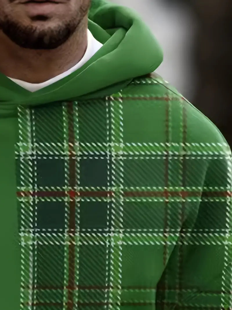 Hoodies Mænd Rudemønster 100% Bomuld Casual Komfortabel-3