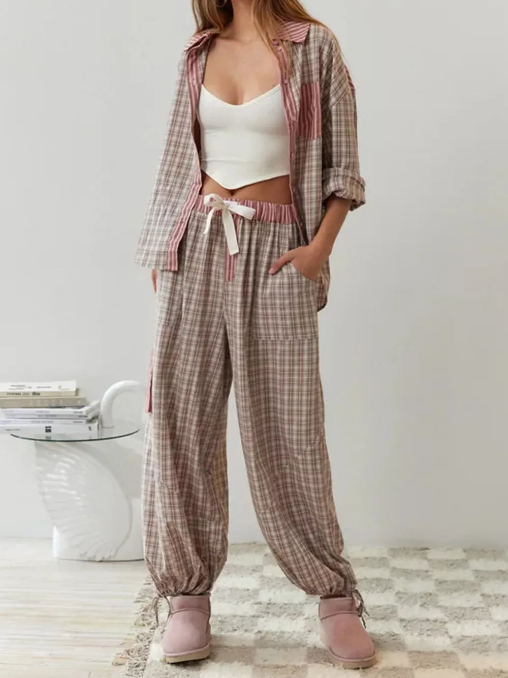 Kvinders Pyjamas Varm Fleece Nattøj til Mænd