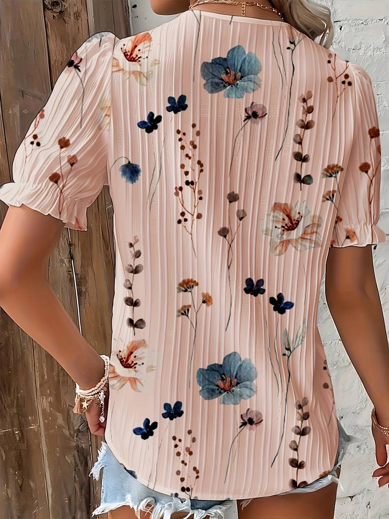Skjortebluse Dame V-hals Let Materiale Afslappet Pasform-6