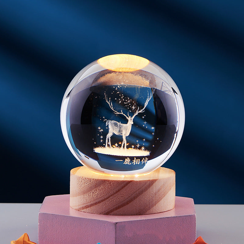 3D Natlampe med Krystaldesign 0