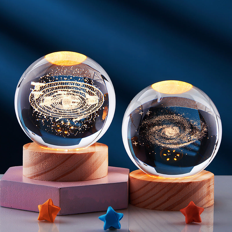 3D Natlampe med Krystaldesign 2