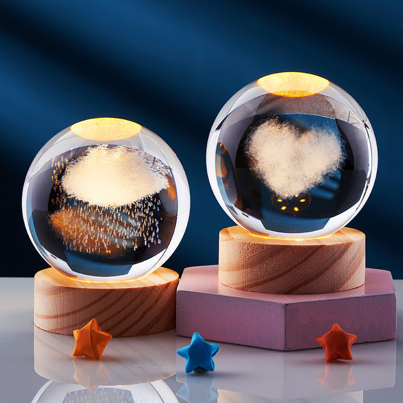 3D Natlampe med Krystaldesign 3