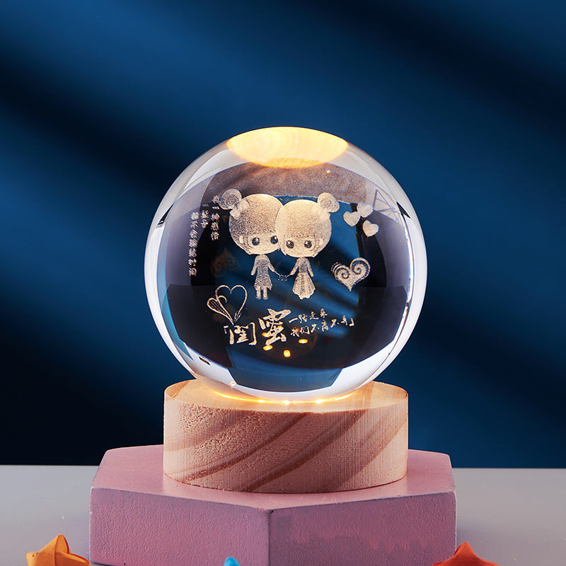 3D Natlampe med Krystaldesign 5