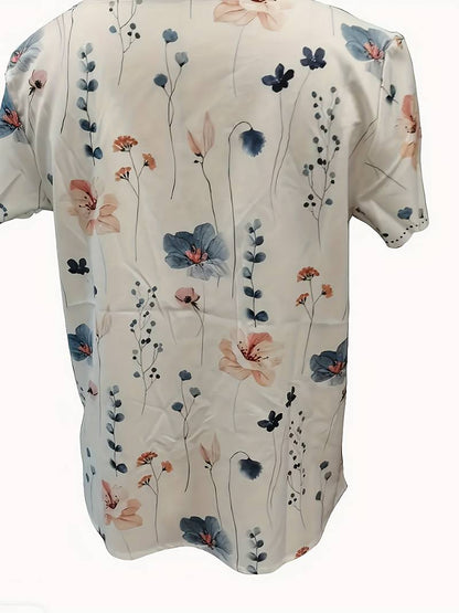 Kvinders Bluse Løs Pasform Blomsterprint 100% Bomuld-2