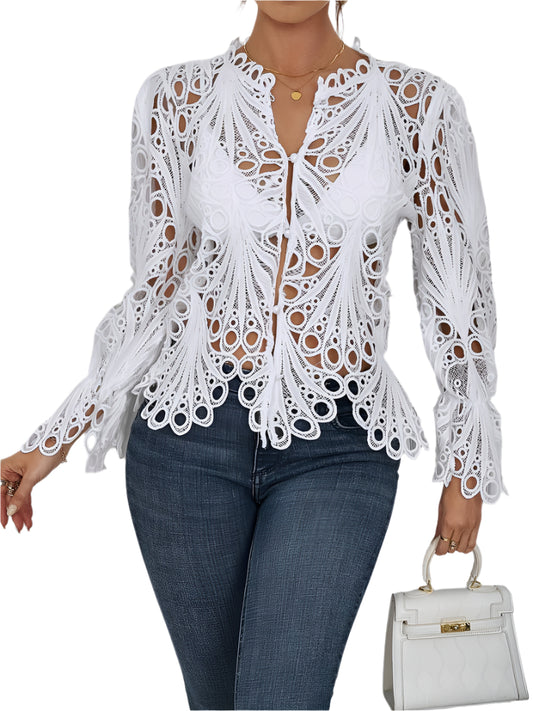 Kvinders Asymmetrisk Bluse med Udsparinger Polyester-1