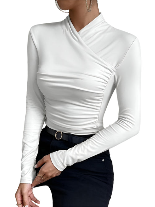 Kvinders Longsleeve Top Minimalistisk Bomuldsblanding