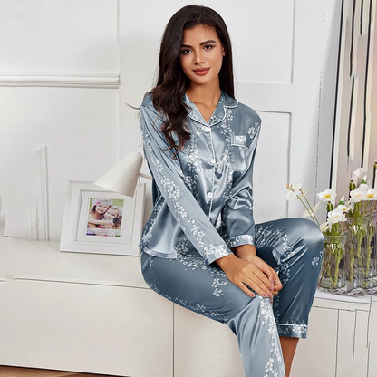 Elegant langærmet pyjamassæt til kvinder
