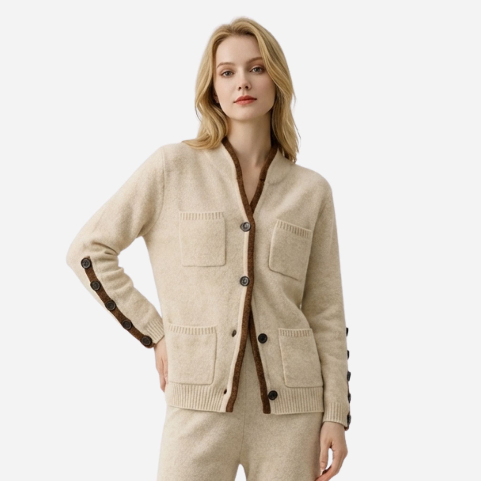 Dame Cardigan med Draperet Design