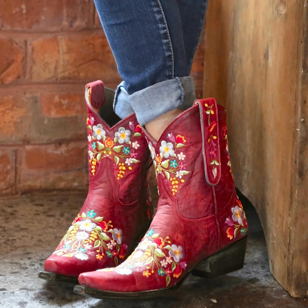 Kvinders Cowgirl Støvler Vintage Stil Læder