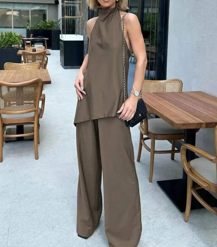 Chic Halter Top & Bukser Sæt