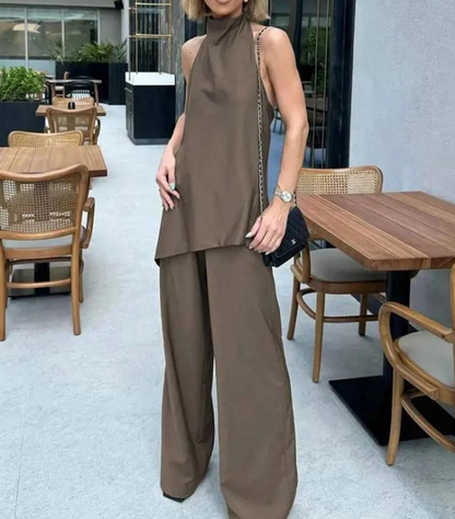 Chic Halter Top & Bukser Sæt