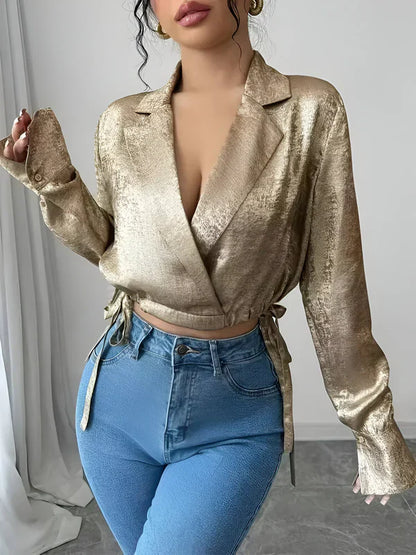 Kvinders Bluse Elegant Glitrende Polyester-2