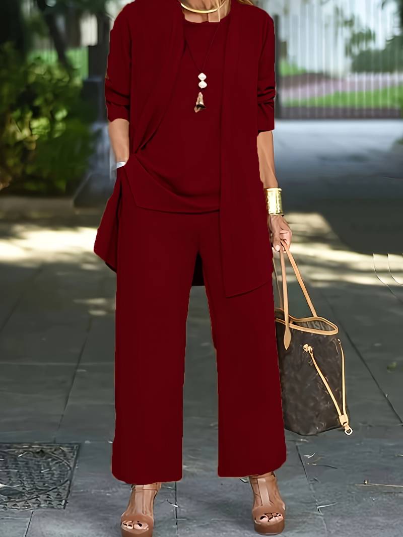 Variant image for Kvinders Casual Sæt Cardigan og Lange Bukser 100% Bomuld-29