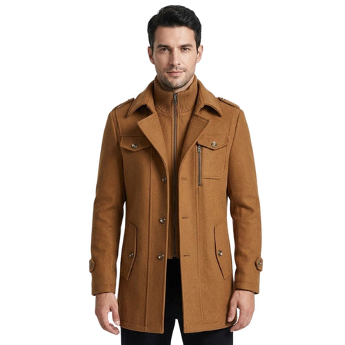 Herre Frakke Med Knap Front Og Epaulet Detaljer