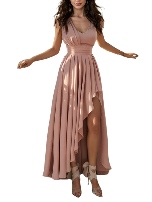 Kvinder Chiffon Kjole Med Én Skulder Elegant Stil-1