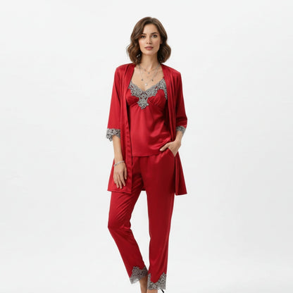 Blødt pyjamassæt i silke-look 3