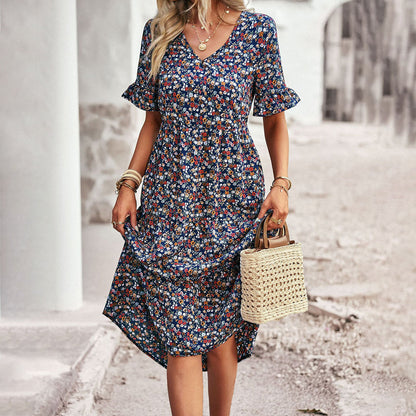 Variant image for Kvinders Sommerkjole Blomsterdesign Let Bomuld-13