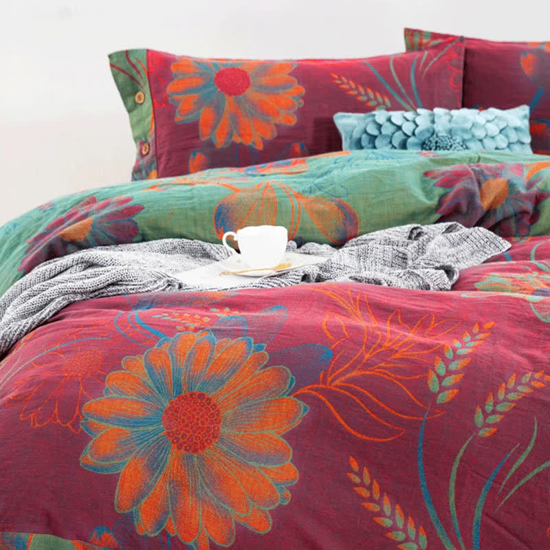 Bohemian Dynebetræk Sæt med Blomsterprint 2