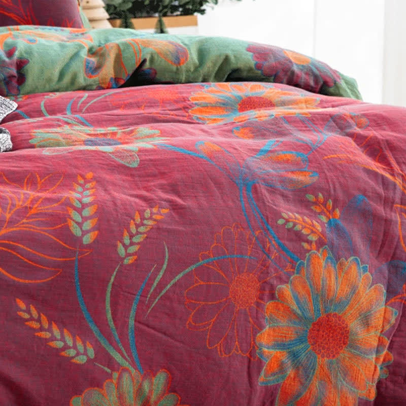 Bohemian Dynebetræk Sæt med Blomsterprint 3