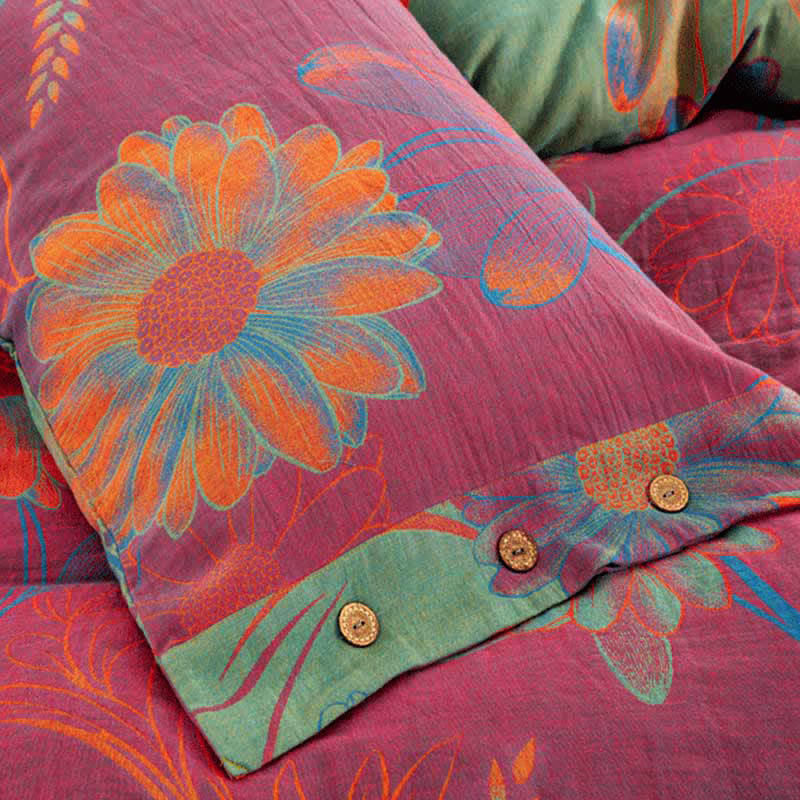 Bohemian Dynebetræk Sæt med Blomsterprint 4