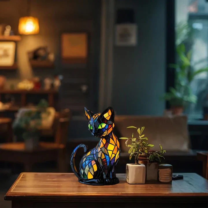 Bordlampe i Farvet Glas med Kunstnerisk Design 3