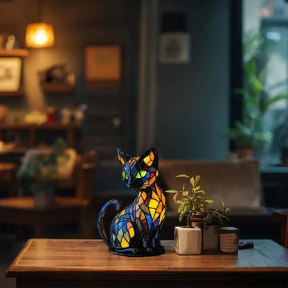 Bordlampe i Farvet Glas med Kunstnerisk Design 3