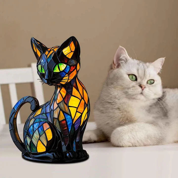 Bordlampe i Farvet Glas med Kunstnerisk Design 5