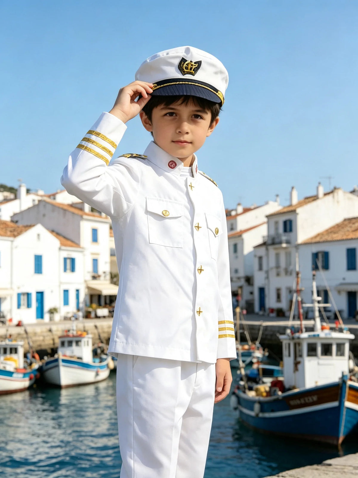 Børne Kaptajn Uniform Sæt Klassisk Cosplay Kostume 0