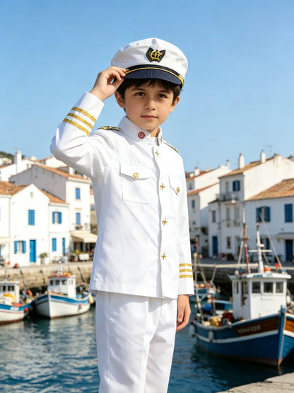 Børne Kaptajn Uniform Sæt Klassisk Cosplay Kostume 0