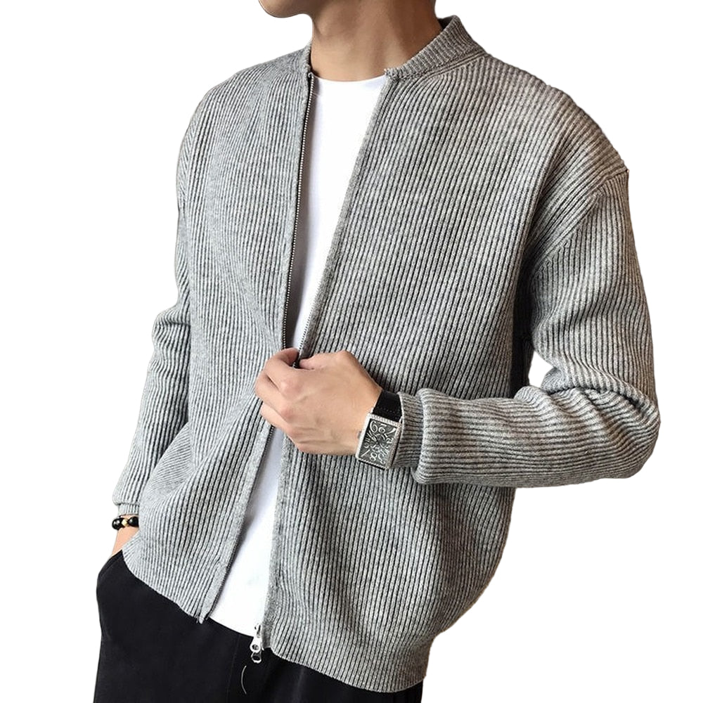 Cardigan Til Mænd Med Lynlås Klassisk Ribdesign 0