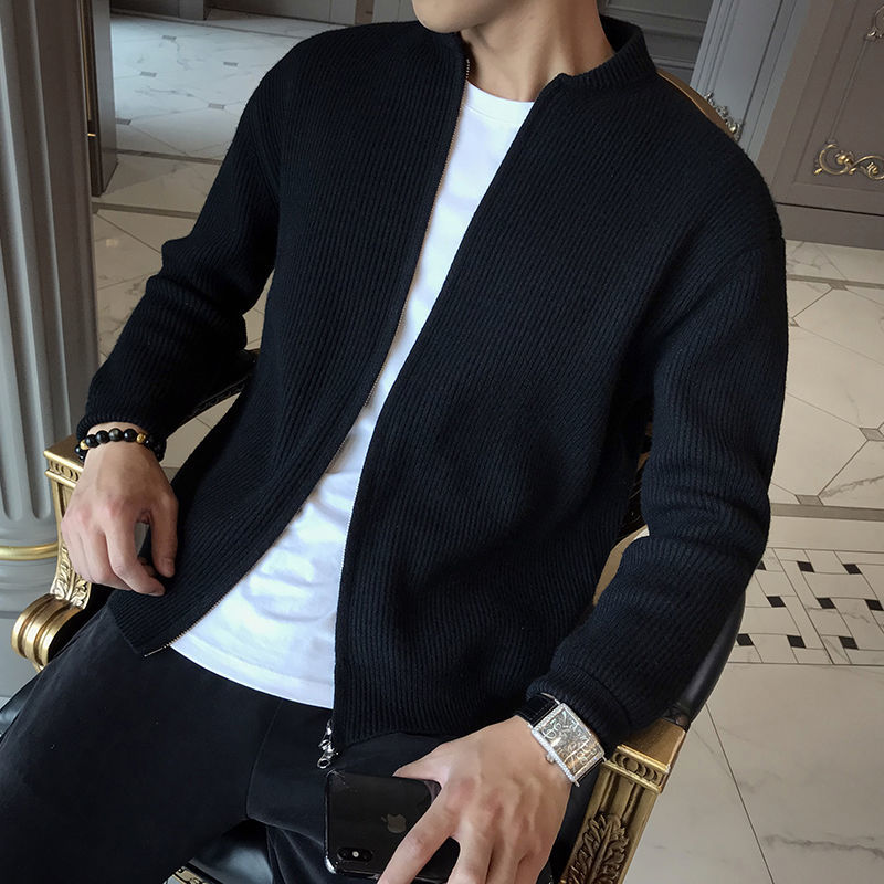 Cardigan Til Mænd Med Lynlås Klassisk Ribdesign 2