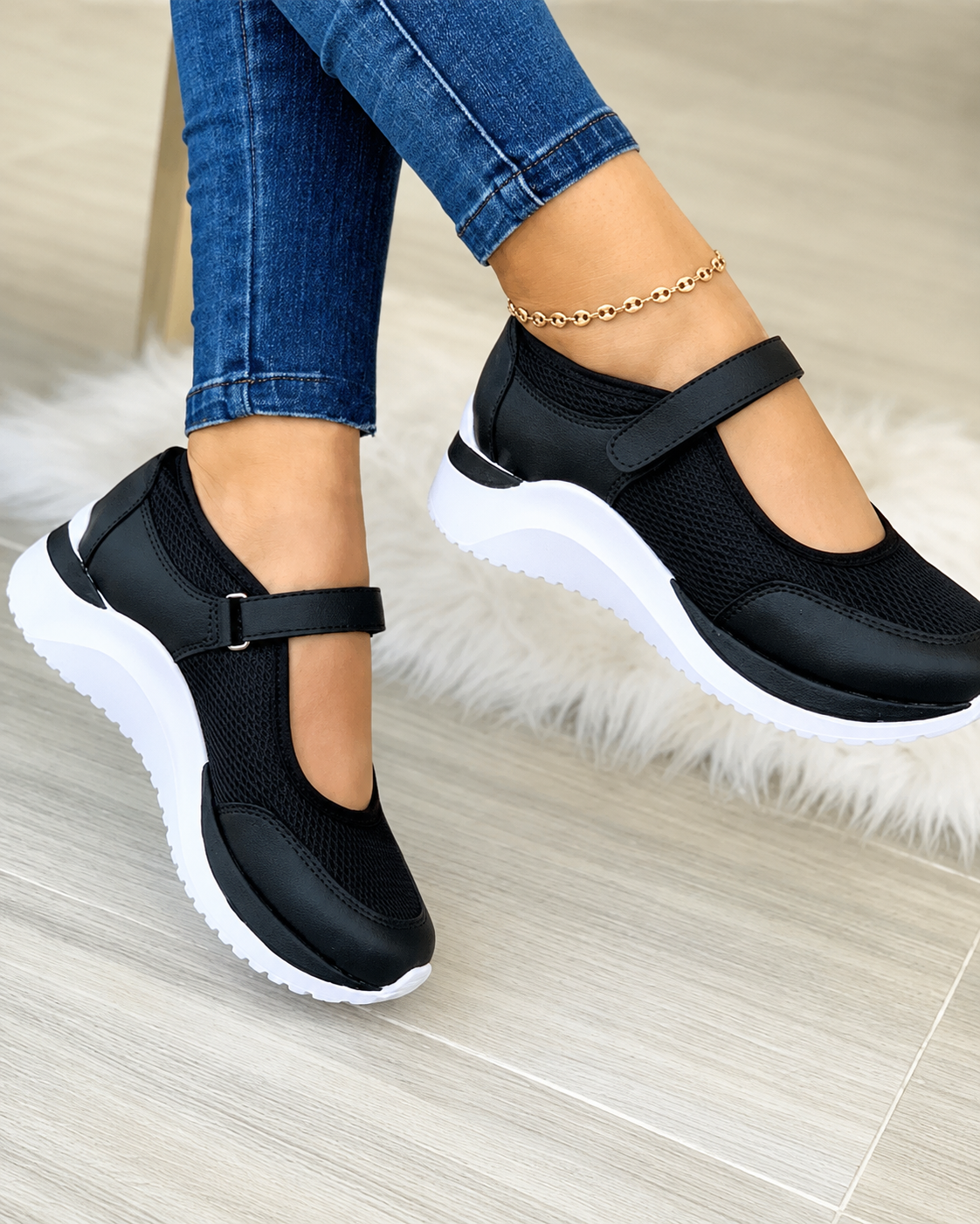 Kvinders Sneakers Strikket Casual Gummi Sål