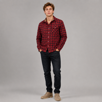 Herre Flannel Skjorte Komfortabel Design