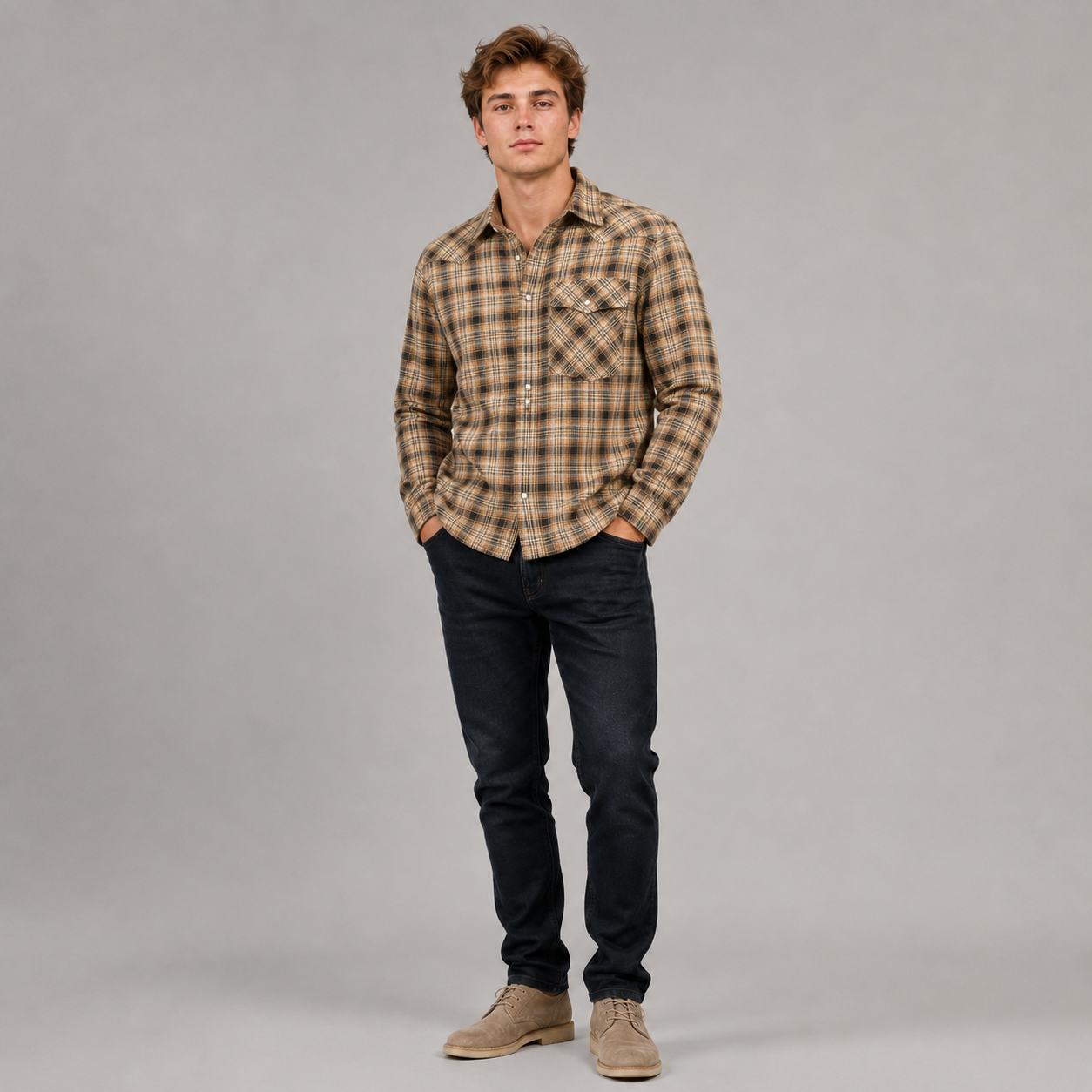 Herre Flannel Skjorte Komfortabel Design