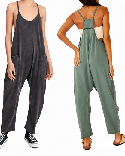 Kvinders Jumpsuit Løs Casual Blødt Strækbart Stof