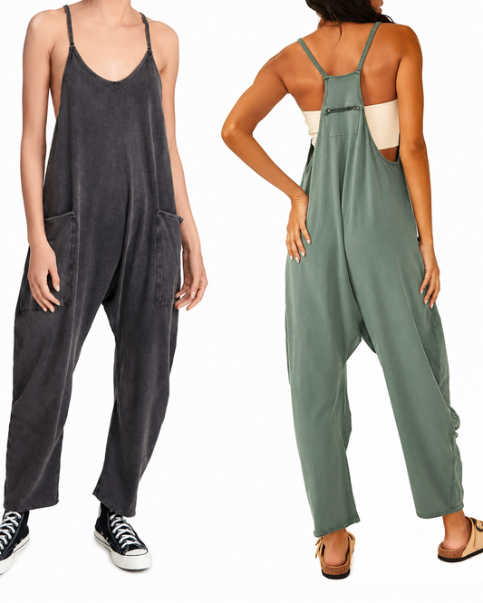Kvinders Jumpsuit Løs Casual Blødt Strækbart Stof