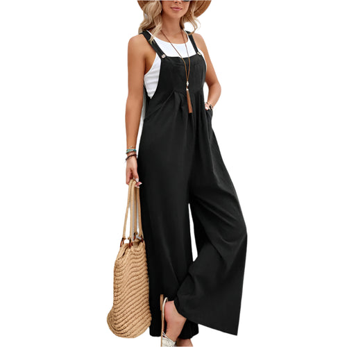 Kvinders Jumpsuit Løs Design Kvalitetsmix af Bomuld og Hør-1