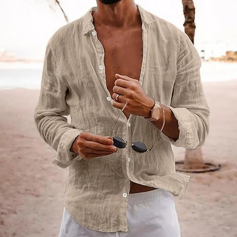 Variant image for Herre Skjorte Kortærmet Linned-Cotton Casual-19