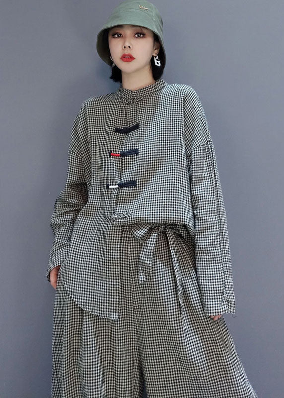 Dame 2-delt Outfit med Plaid Design 4