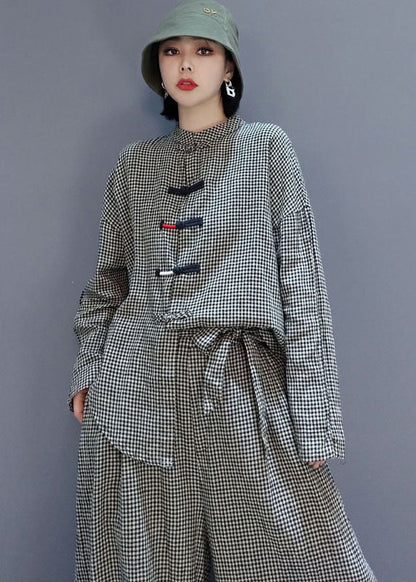 Dame 2-delt Outfit med Plaid Design 4