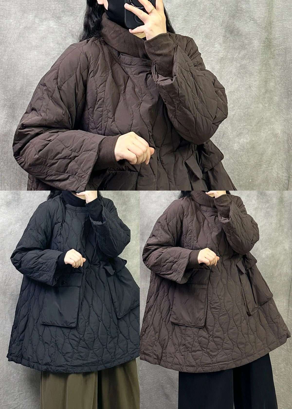 Dame A-Line Pullover Frakke Med Løs Pasform Og Store Lommer 4