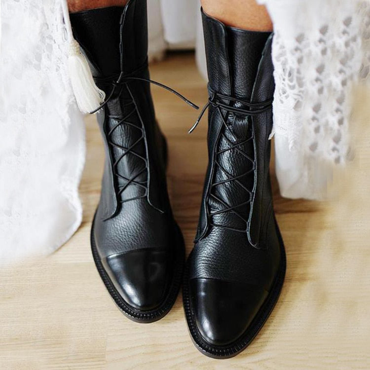 Dame Ankelstøvler med Snøre 0