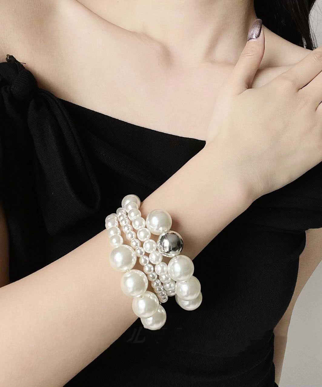 Dame Armbånd Flerlags Snoet Perle Charme 2